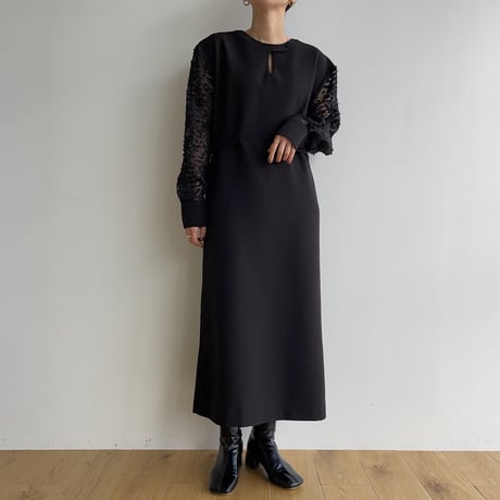 【nokcha original】sleeve dress/black_nd0135