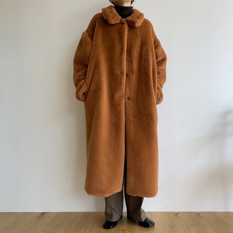 【nokcha original】long fur coat/camel orange_no0239