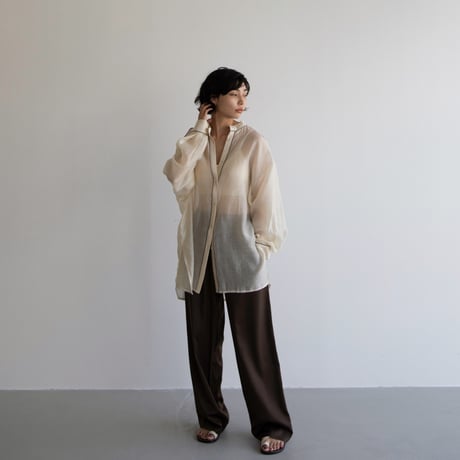【nokcha original】piping sheer blouse/ivory_nb0055