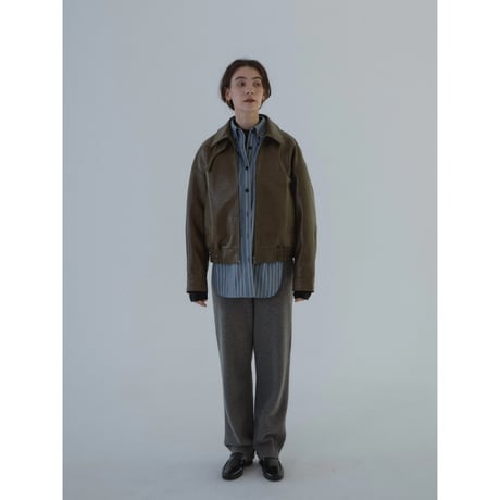 - AUTHENTIC series - throat latch fake leather jacket/khaki brown_an0016