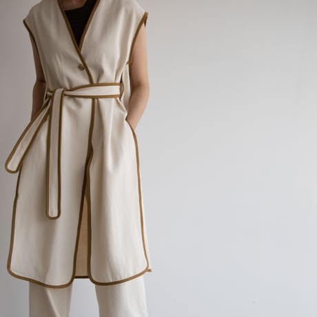 【nokcha original】2way long jilet/ivory_no0219