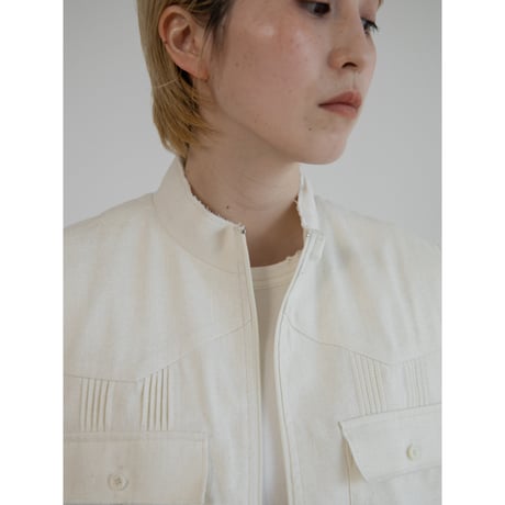 - AUTHENTIC series - material linen vest/ivory_an0041
