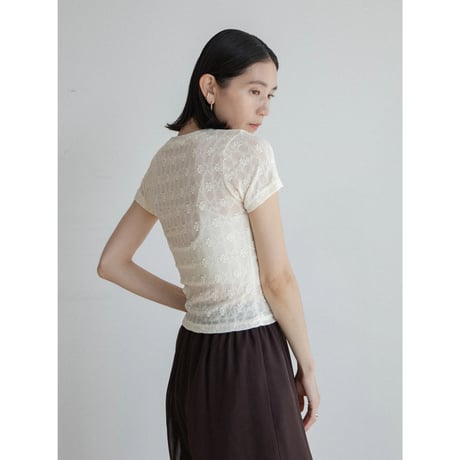 《予約販売》flower accent sheer tee/2colors_nt2318