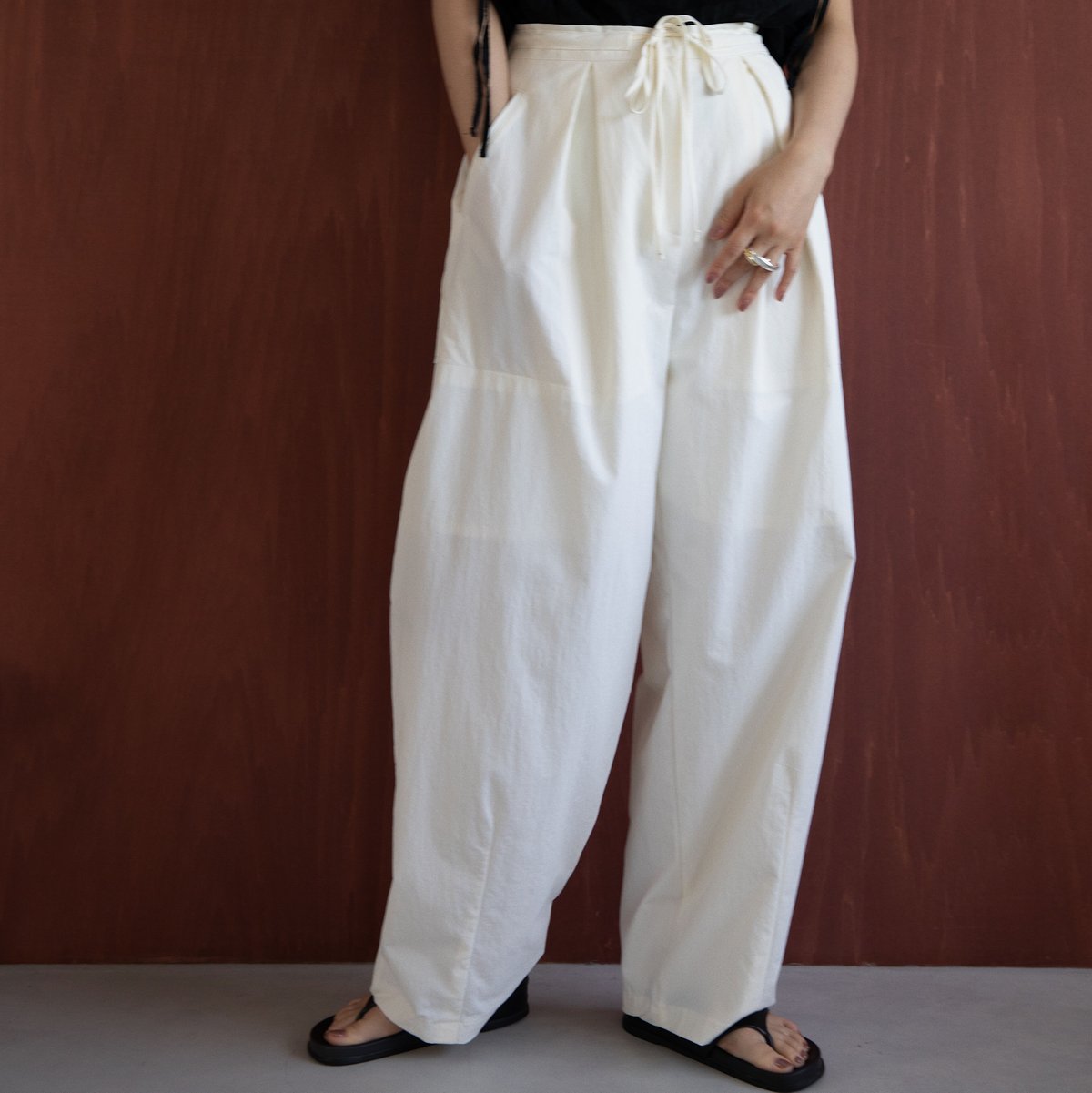 nokcha original】string washer oval pants/2colo
