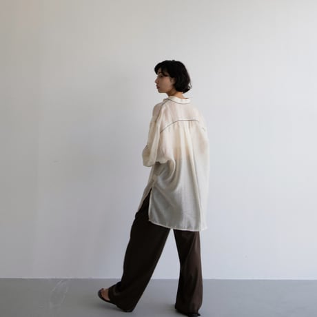 【nokcha original】piping sheer blouse/ivory_nb0055