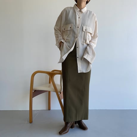 【nokcha original】stitch long skirt/khaki_ns0060