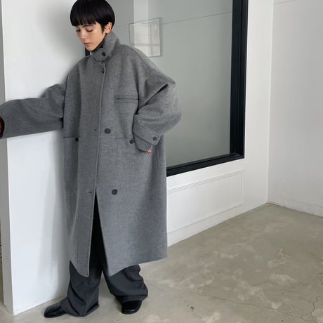 【nokcha original】HAND MADE oval coat/melange gray_no0305