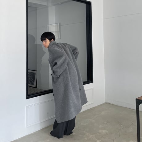 【nokcha original】HAND MADE oval coat/melange gray_no0305