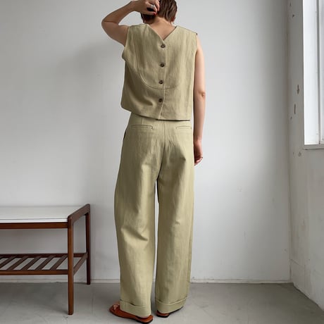 【nokcha original】2way linen vest/pistacchio_nt0967