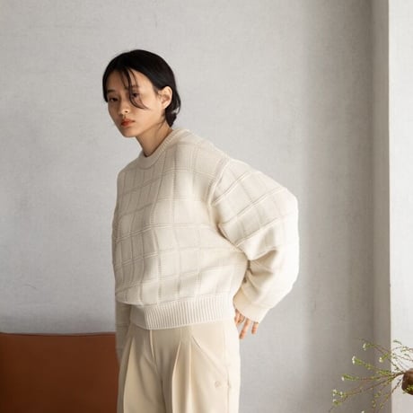【nokcha original】block over knit/ivory_nt1264
