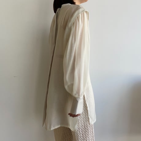 【nokcha original】2way volume sheer blouse/ivory_nb0049