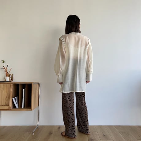 【nokcha original】2way volume sheer blouse/ivory_nb0049