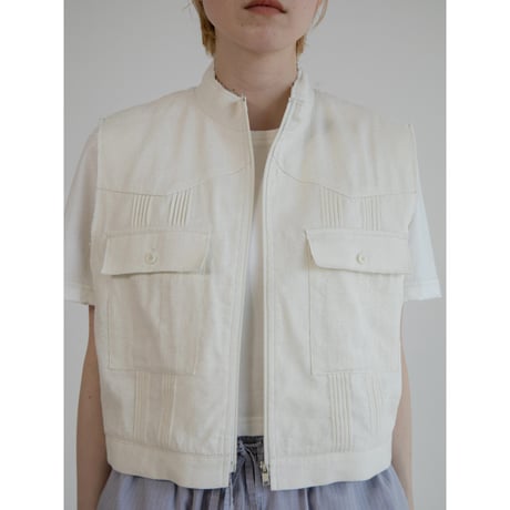 - AUTHENTIC series - material linen vest/ivory_an0041