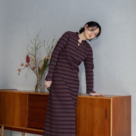 【nokcha original】jacquard lady dress/burgundy_nd0118