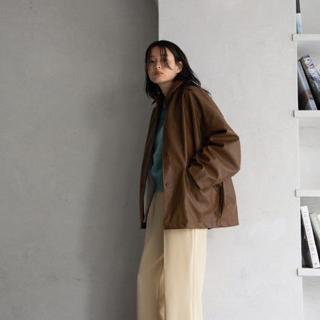 【nokcha original】eco leather over jacket/brown_no0196