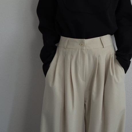 【nokcha original】three tuck wide pants/ivory_np0766