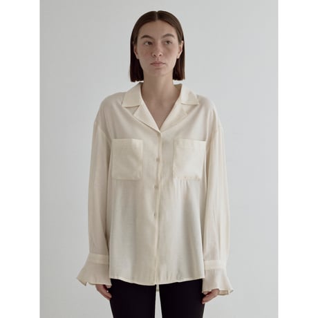 《予約販売》open collar mannish shirt/2colors_nb0365