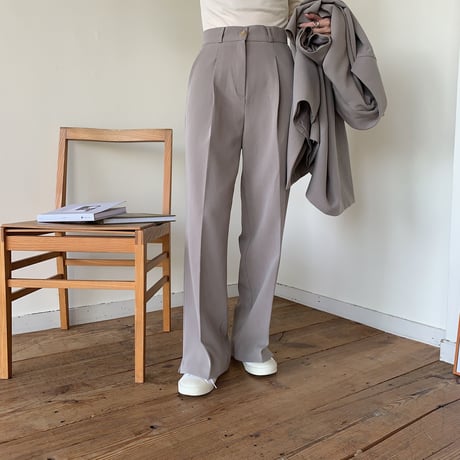 【NOKCHA original】quality long slacks slit pants/ greige_np0163