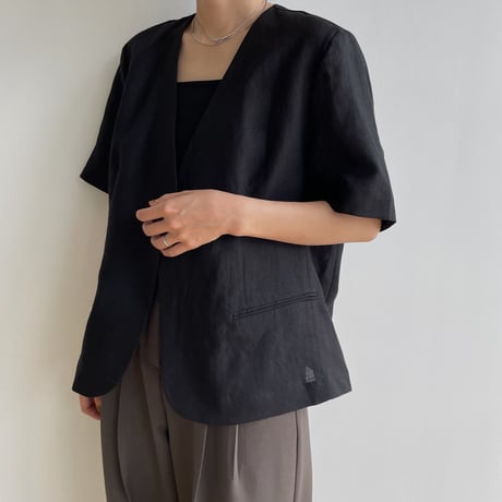 《予約販売》no collar linen jacket/2colors_no0302