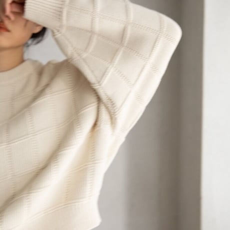 【nokcha original】block over knit/ivory_nt1264