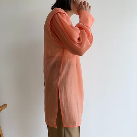 【nokcha original】2way volume sheer blouse/apricot orange_nb0046