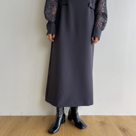 【nokcha original】sleeve dress/charcoal navy_nd0134