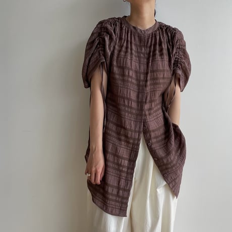 【nokcha original】mulch jacquard blouse/brown_nb0155