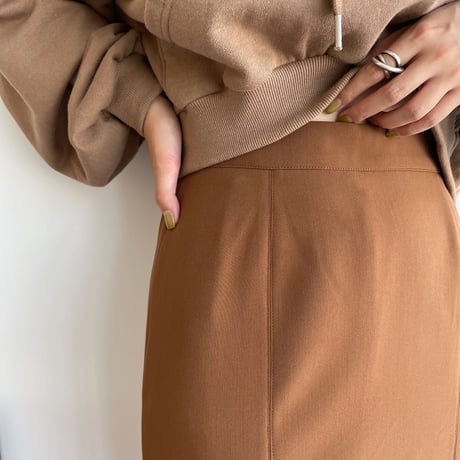 【nokcha original】stitch long skirt/camel brown_ns0059