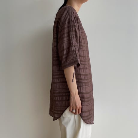 【nokcha original】mulch jacquard blouse/brown_nb0155