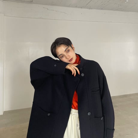 【nokcha original】HAND MADE oval coat/navy_no0304