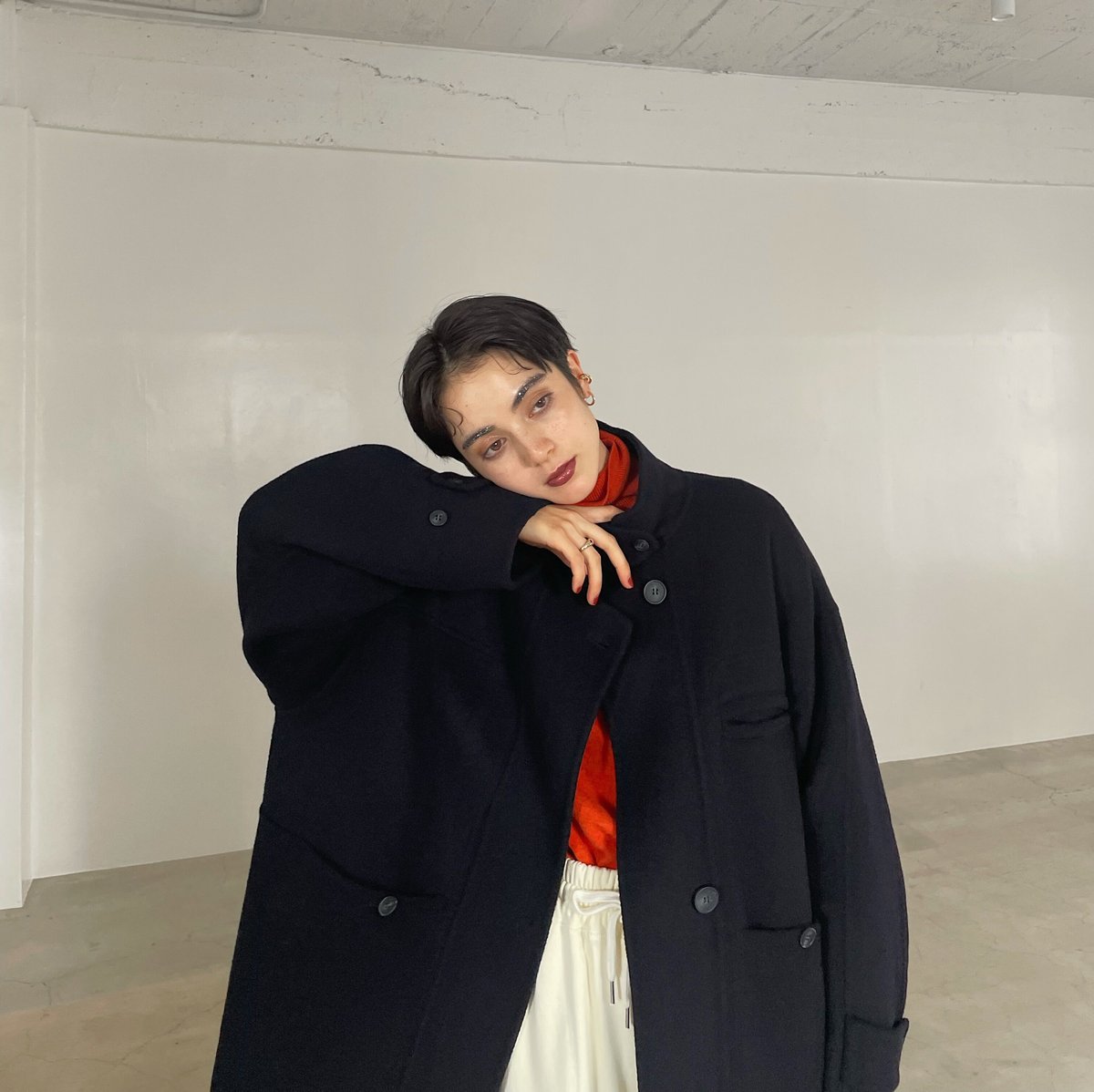 nokcha original】HAND MADE oval coat/navy_no030
