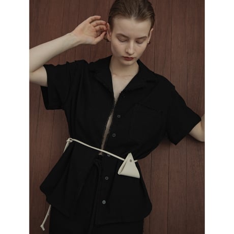 - AUTHENTIC series - vintage like linen shirt/black_an0039