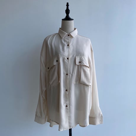 【nokcha original】pin stripe sheer over shirt/ivory_nt1044