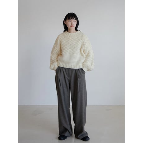 《予約販売》wool herringbone wide pants/2colors_np1057