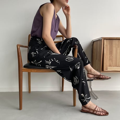 【nokcha original】nuance pattern pants/black_np0421