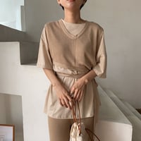【nokcha original】thermal knit bustier/ beige_nt0455