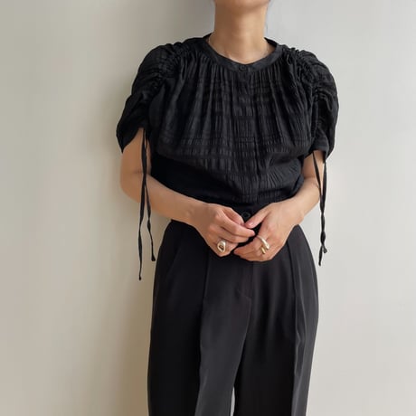 【nokcha original】mulch jacquard blouse/black_nb0156