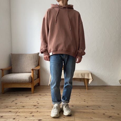 【nokcha original】unisex label hood pullover/dark pink_nt0736
