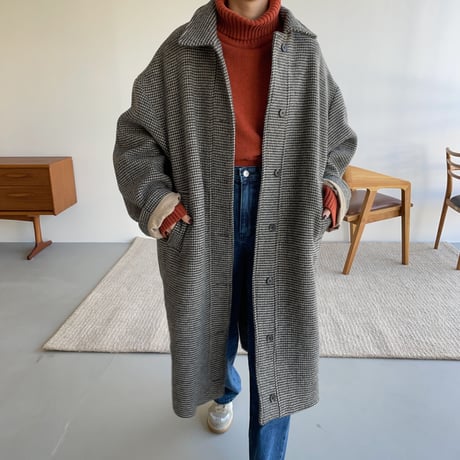 【nokcha original】hounds tooth check coat/black_no0174