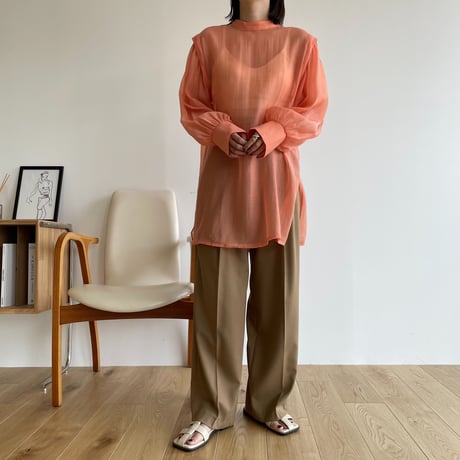 【nokcha original】2way volume sheer blouse/apricot orange_nb0046