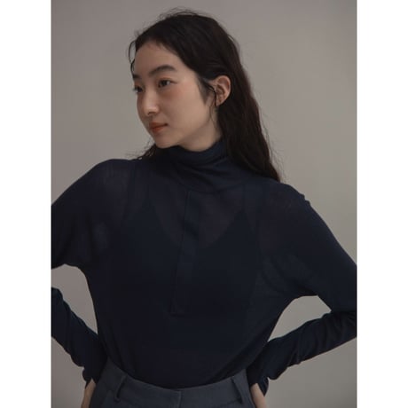 【nokcha original】accent sheer high neck tops/3colors_nt1981