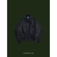 - AUTHENTIC series - throat latch fake leather jacket/blue gray_an0017