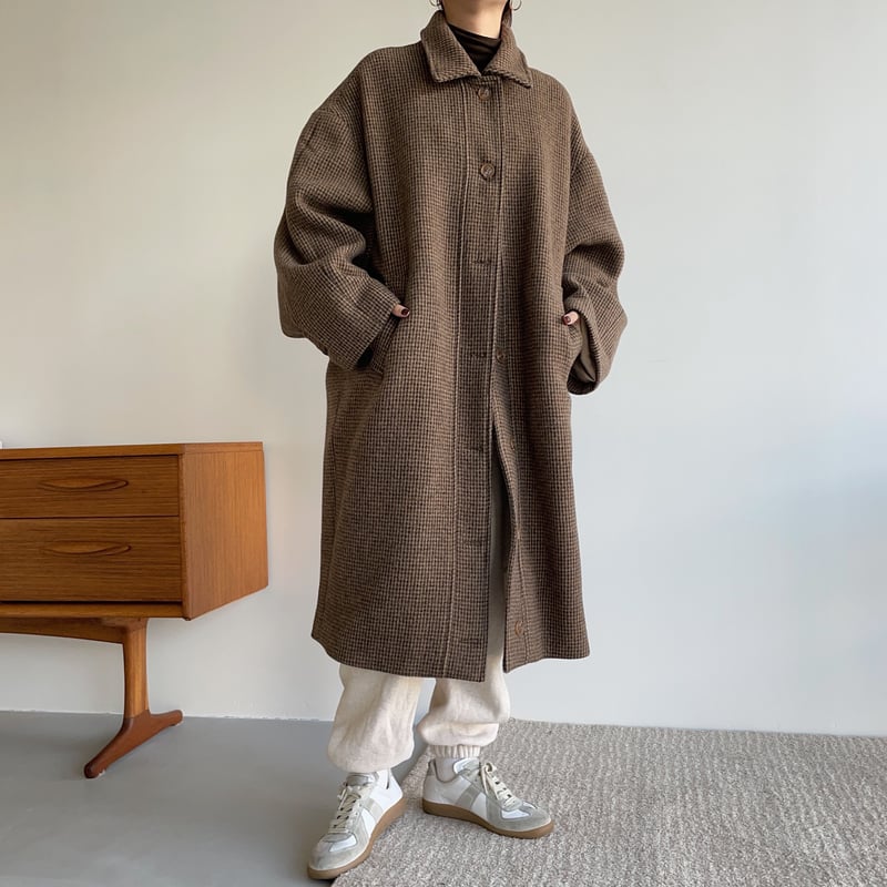 nokcha original】hounds tooth check coat/brown_