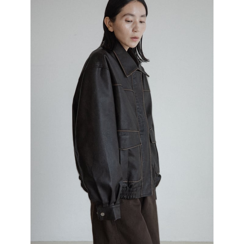 ジャケット・アウター NOKCHA vintage like fake leather jacket 予約販売》vintage like fake leather jacket/2colors