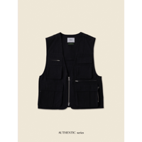 - AUTHENTIC series - mannish twill vest/black_an0008