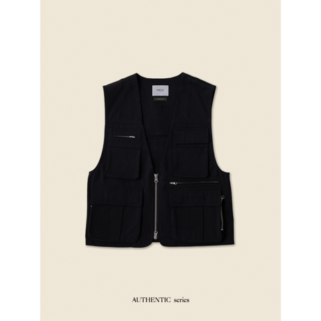 - AUTHENTIC series - mannish twill vest/black_an0008