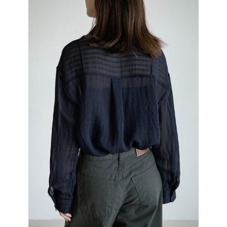 《予約販売》accent stripe mannish sheer shirt/2colors_nb0383