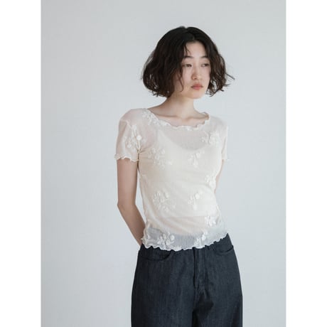《予約販売》flower pattern sheer tops/2colors_nt2590