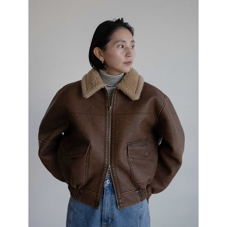 《予約販売》boa liner leather like jacket/2colors_no0411
