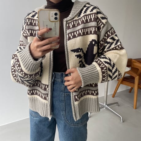《予約販売》vintage like knit cardigan_nt1183
